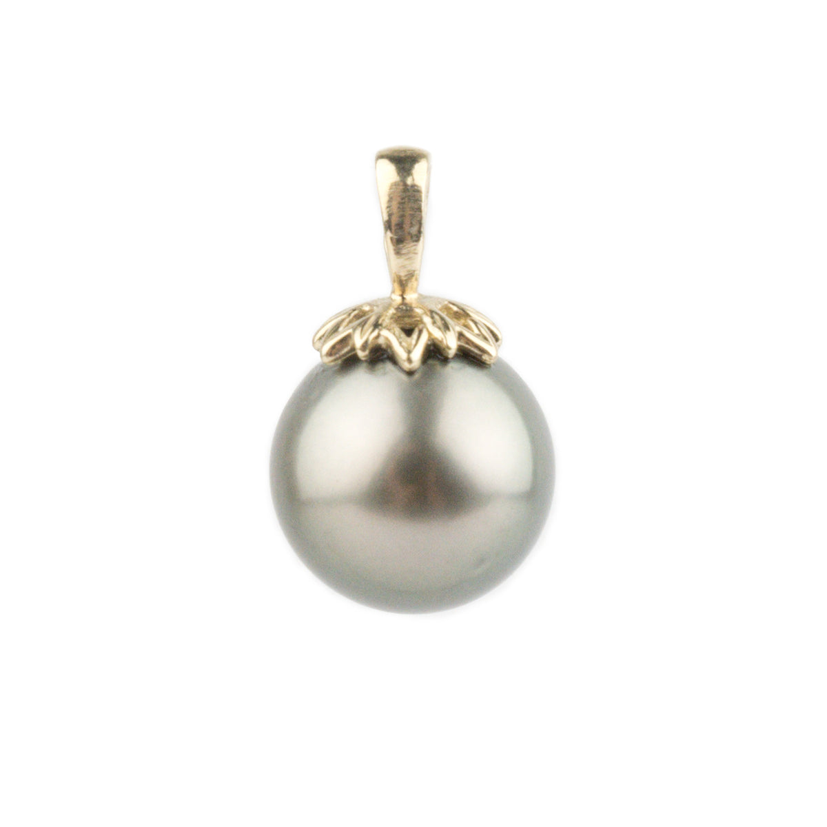Light Green 10.1mm Tahitian Pearl Marguerite Pendant on 14K Yellow Gold