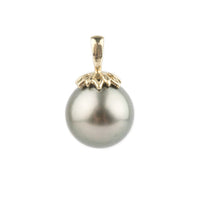 Light Green 10.1mm Tahitian Pearl Marguerite Pendant on 14K Yellow Gold
