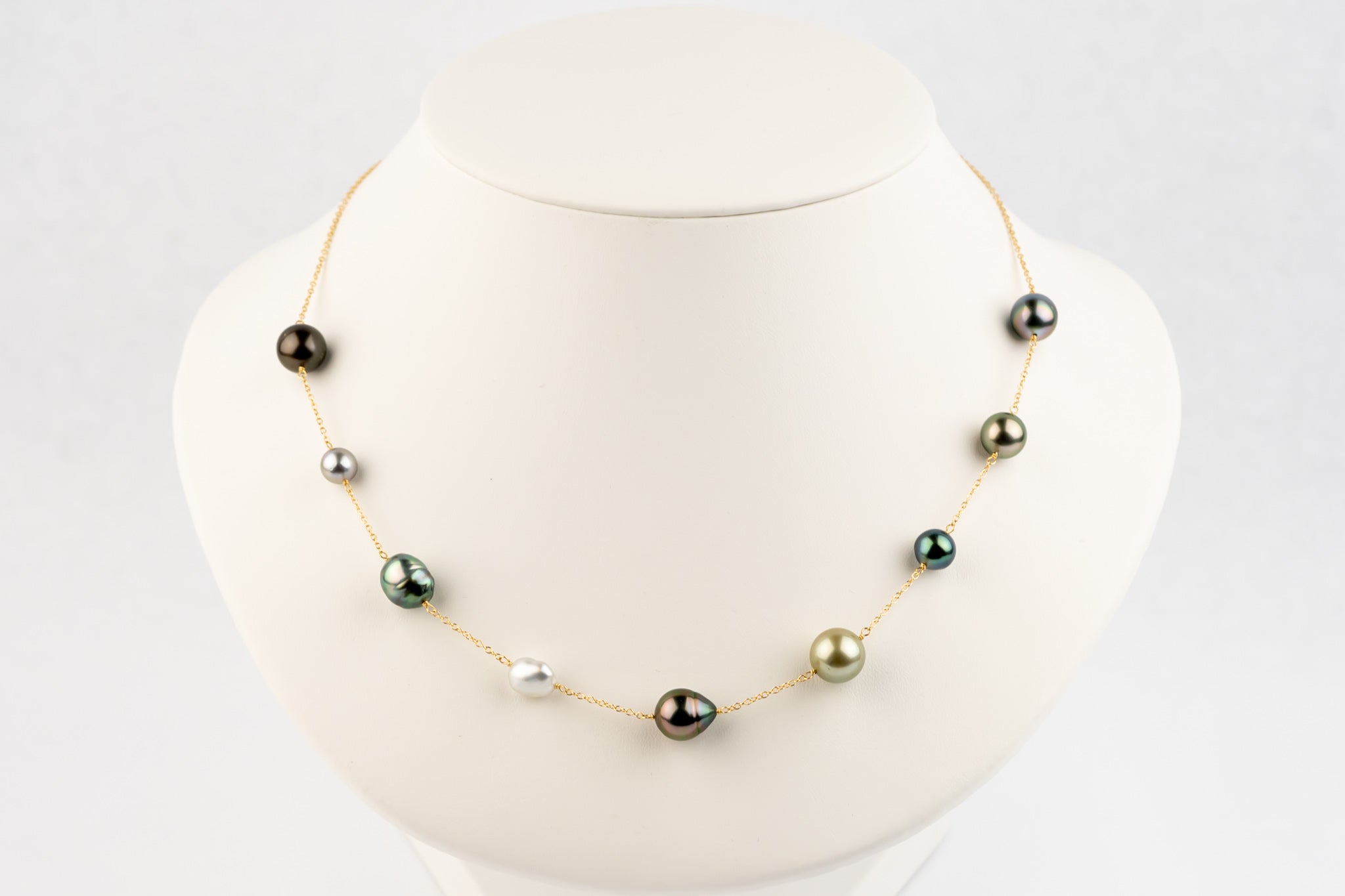 Tahitian Pearl Harvest Tin Cup Necklace on 14K Yellow Gold