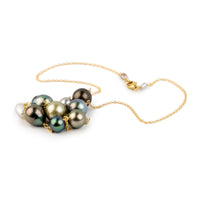 Tahitian Pearl Harvest Tin Cup Necklace on 14K Yellow Gold