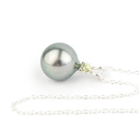 Tahitian Pearl & Peridot Aqua Pink Étoile Necklace on Sterling Silver