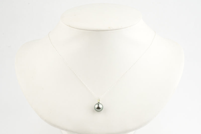 Tahitian Pearl & Peridot Aqua Pink Étoile Necklace on Sterling Silver