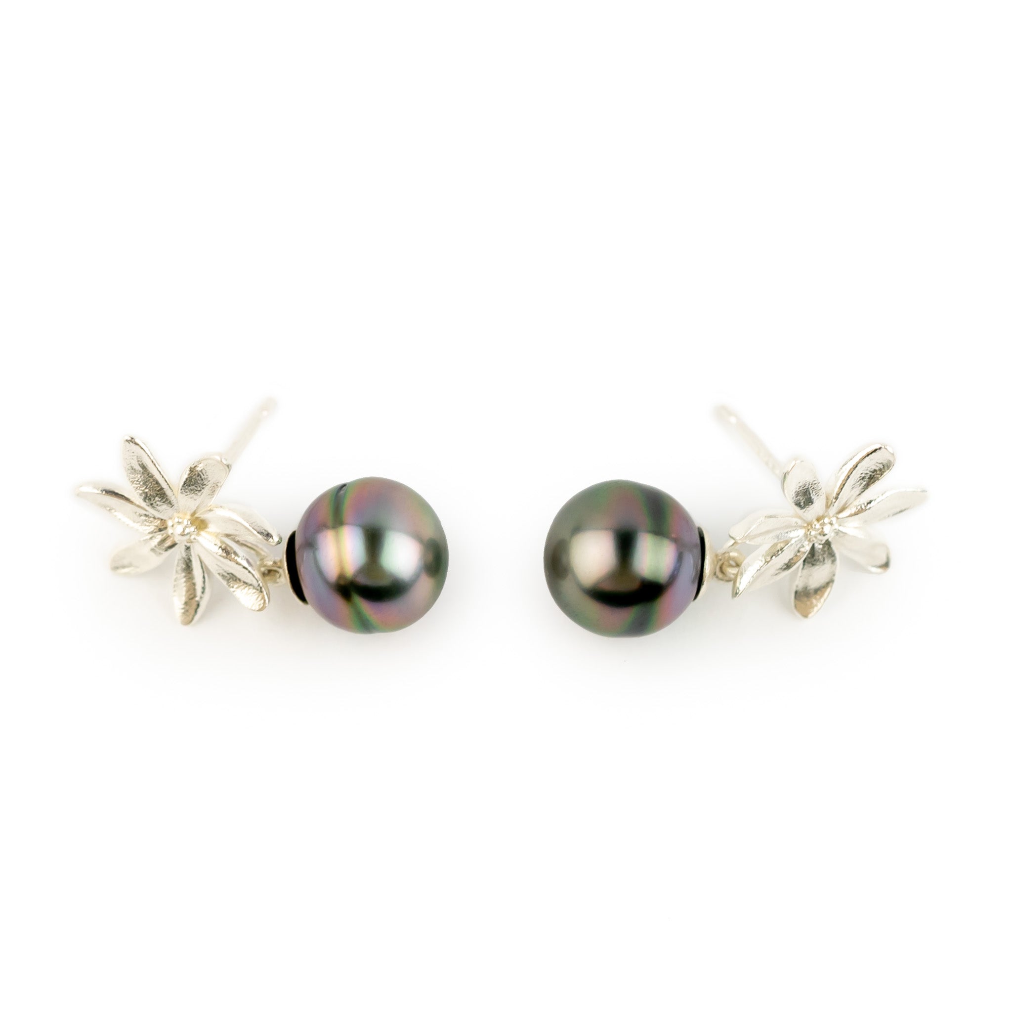 Tiaré Sterling Silver Tahitian Pearl Dangle Earrings