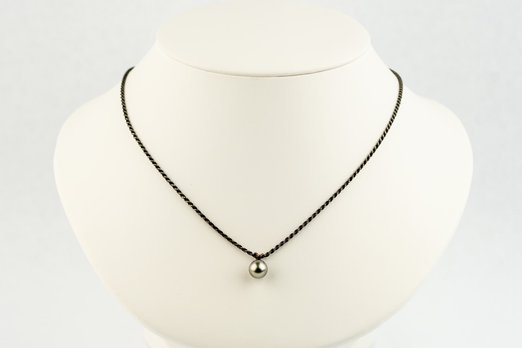Opalescent 9mm Tahitian Pearl Necklace on Sterling Silver