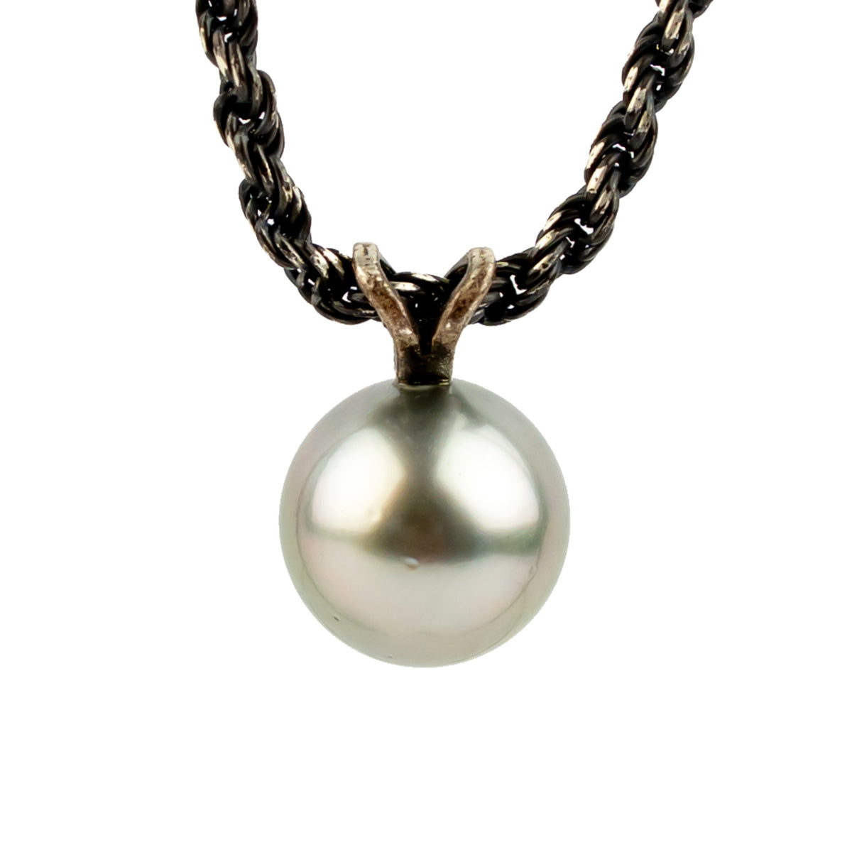 Opalescent 9mm Tahitian Pearl Necklace on Sterling Silver