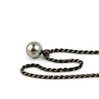 Opalescent 9mm Tahitian Pearl Necklace on Sterling Silver