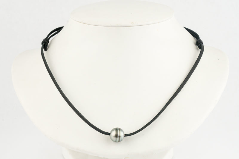 Silvery Blue Green Circled 12.2mm Super Mana Necklace