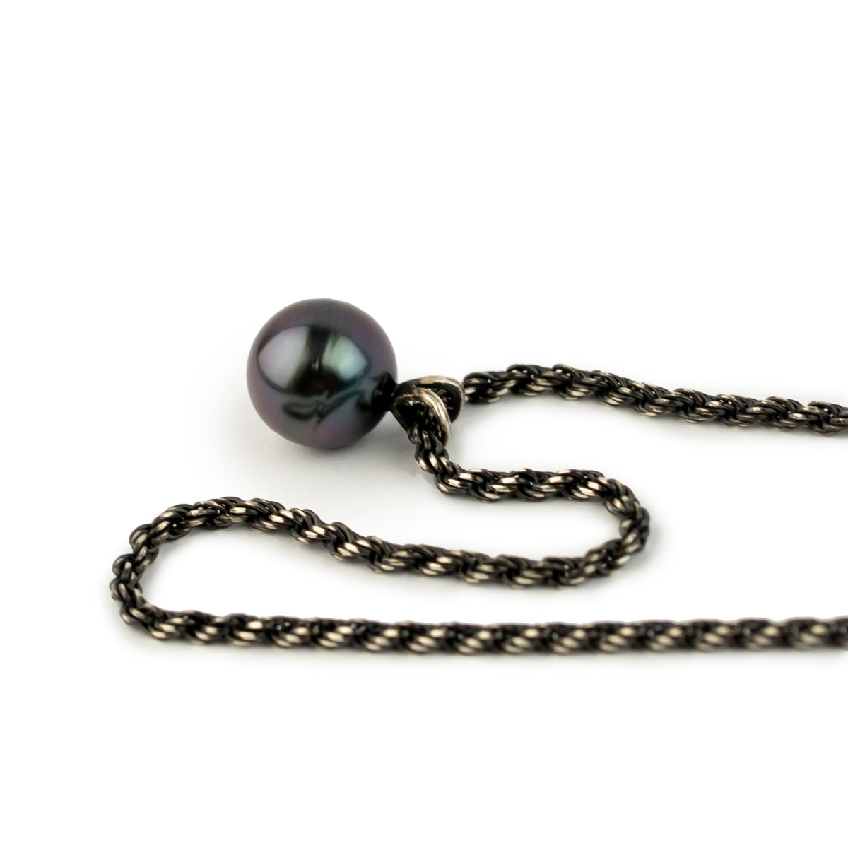 Midnight Purple 9mm Tahitian Pearl Necklace on Sterling Silver