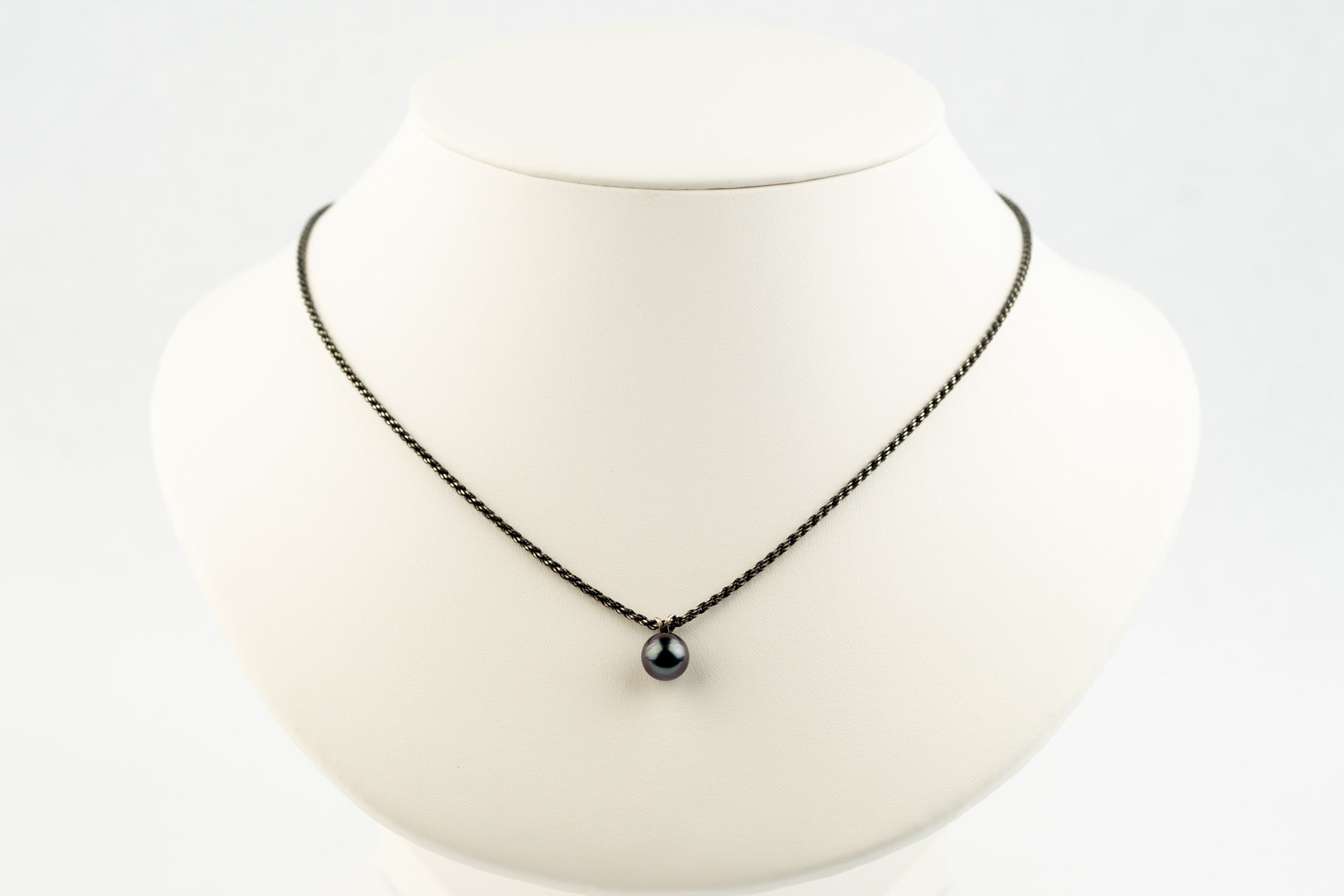 Midnight Purple 9mm Tahitian Pearl Necklace on Sterling Silver