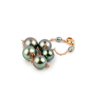 Aqua Lavender Tahitian Pearl Tin Cup Bracelet on 14k Rose Gold