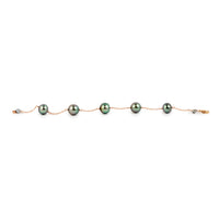 Aqua Lavender Tahitian Pearl Tin Cup Bracelet on 14k Rose Gold