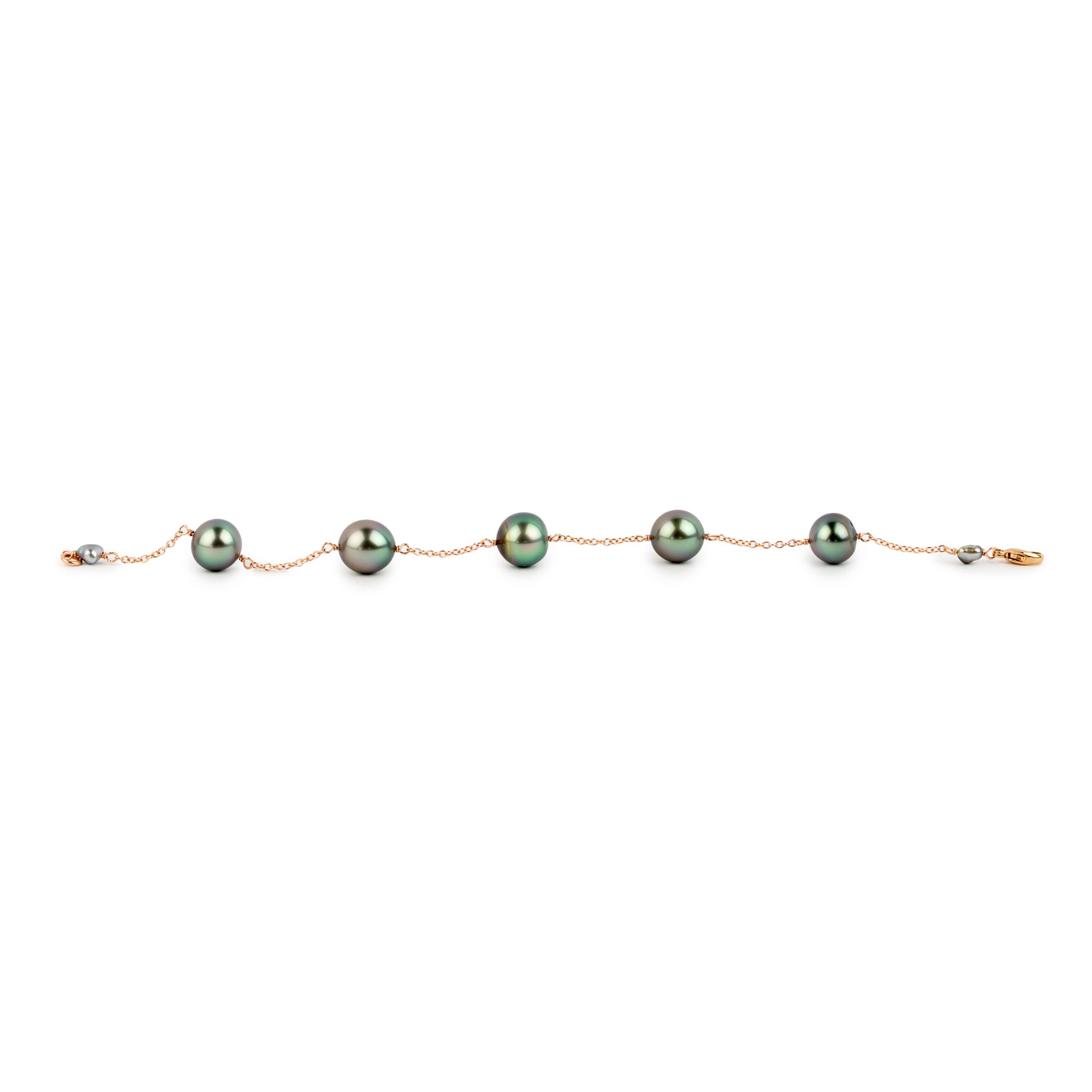 Aqua Lavender Tahitian Pearl Tin Cup Bracelet on 14k Rose Gold