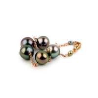 Electric Flash Tahitian Pearl Tin Cup Bracelet on 14k Rose Gold