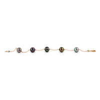 Electric Flash Tahitian Pearl Tin Cup Bracelet on 14k Rose Gold