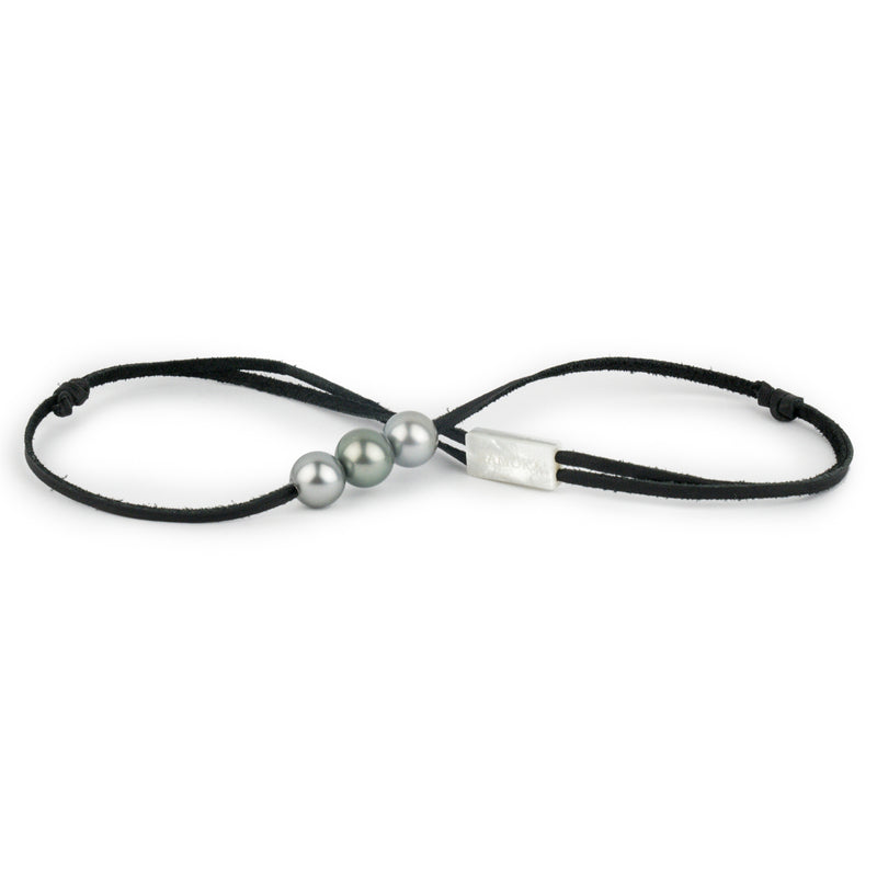 Silvery Green 11-12.2mm Triple Eimeo Mana Necklace