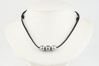 Silvery Green 11-12.2mm Triple Eimeo Mana Necklace