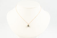 Flashy Pink Green Tahitian Pearl & Diamond Éclat Necklace on 14KRG