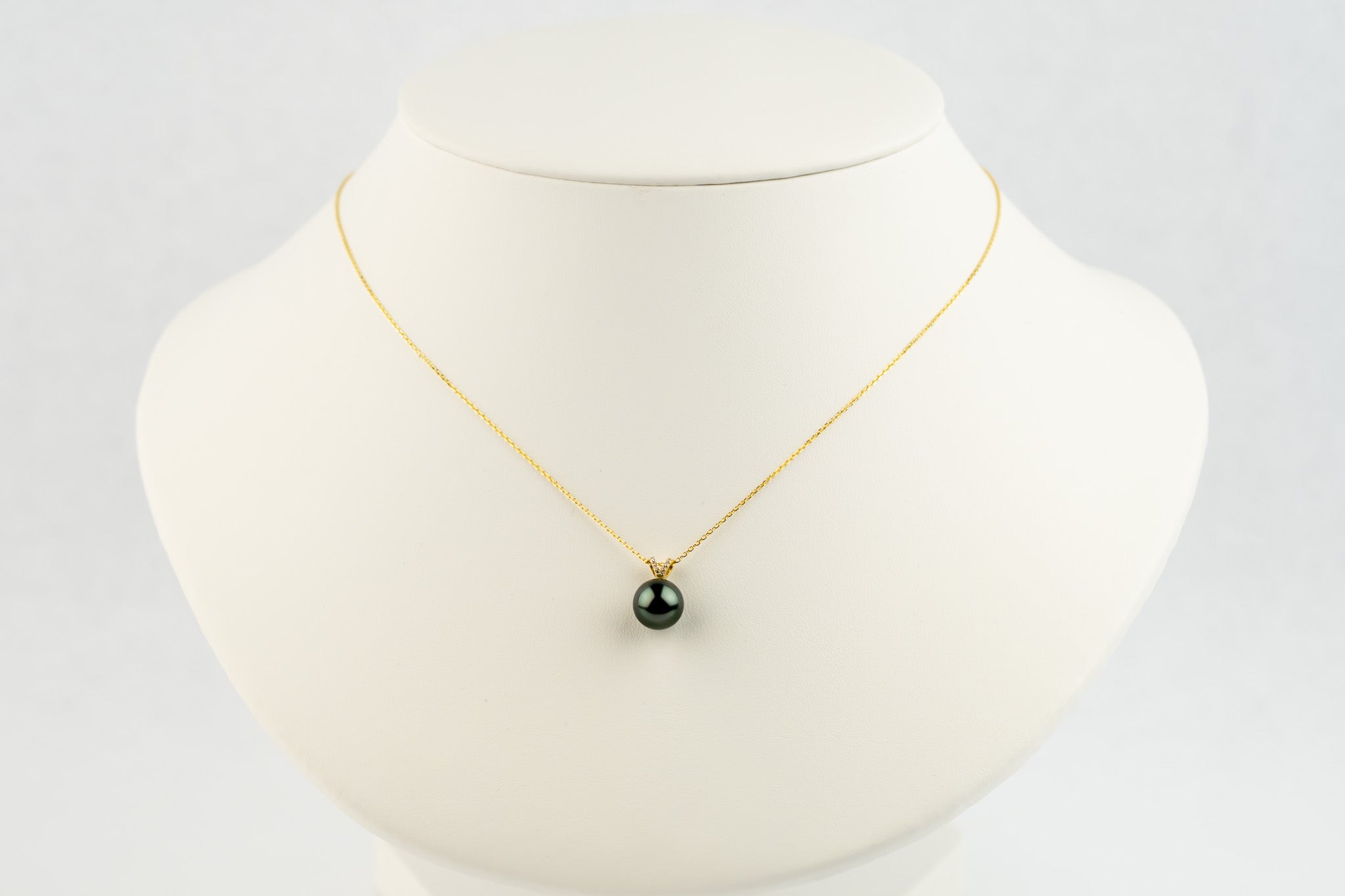 Eclipse Blue Tahitian Pearl & Diamond Hoa Necklace on 14K Yellow Gold
