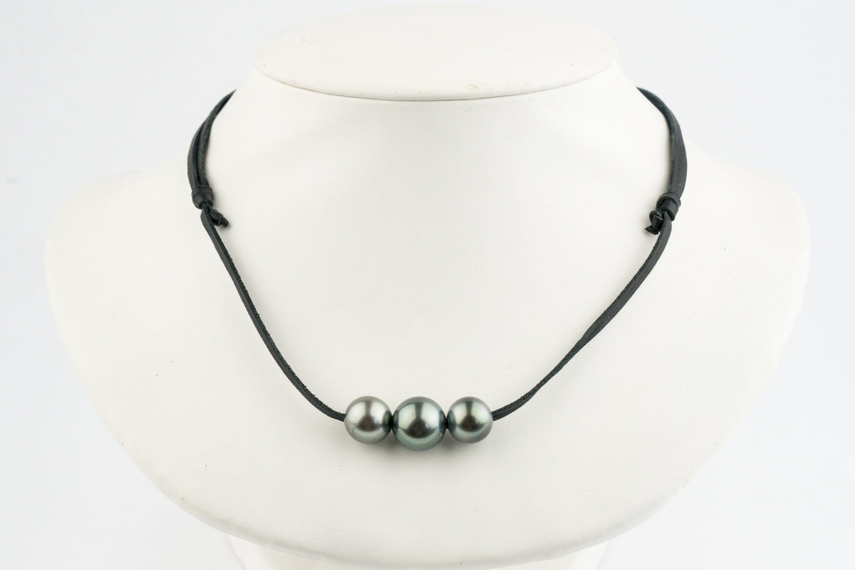 Triple 10.7mm-12.2mm Blue Green Eimeo Mana Necklace