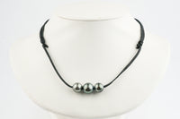 Triple 10.7mm-12.2mm Blue Green Eimeo Mana Necklace