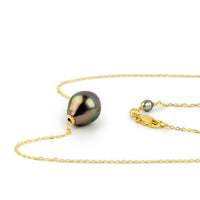 Multi-Colorful 9.3mm Pearl Solitaire Necklace on 14K Yellow Gold