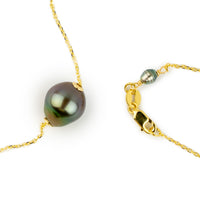 Multi-Colorful 9.3mm Pearl Solitaire Necklace on 14K Yellow Gold
