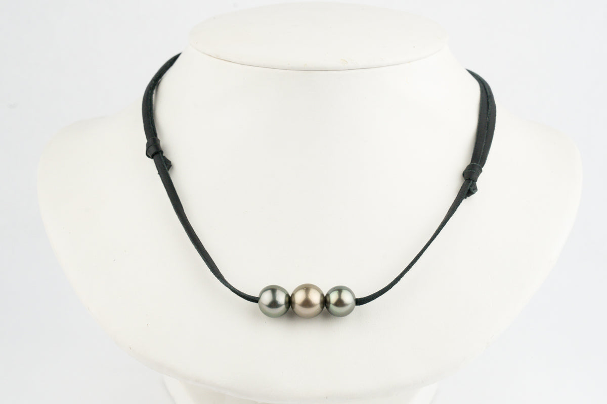 Triple 10.2mm-11.5mm Coppery Pink Green Eimeo Mana Necklace