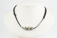 Triple 10.2mm-11.5mm Coppery Pink Green Eimeo Mana Necklace