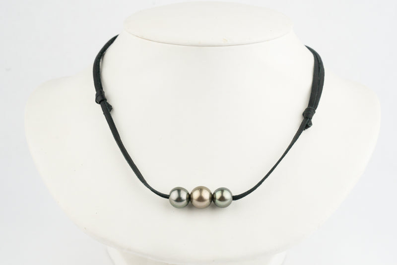 Triple 10.2mm-11.5mm Coppery Pink Green Eimeo Mana Necklace