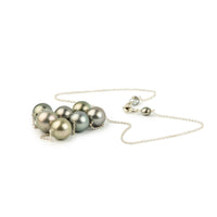 Silvery Lavender Green Tin-Cup Tahitian Pearl Necklace on Sterling Silver