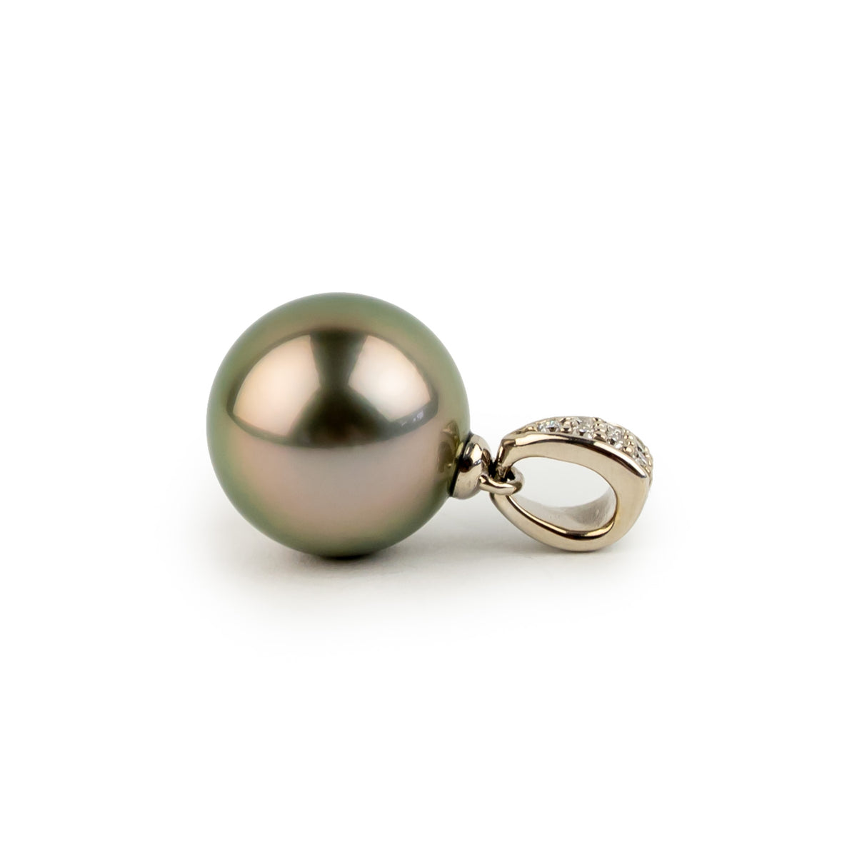Tahitian Pearl & Diamond 12.6mm Maia Pendant on 14K White Gold