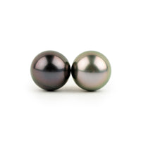 Dark Cherry & Spring Blossom 10mm Tahitian Pearl Statement Stud Earrings
