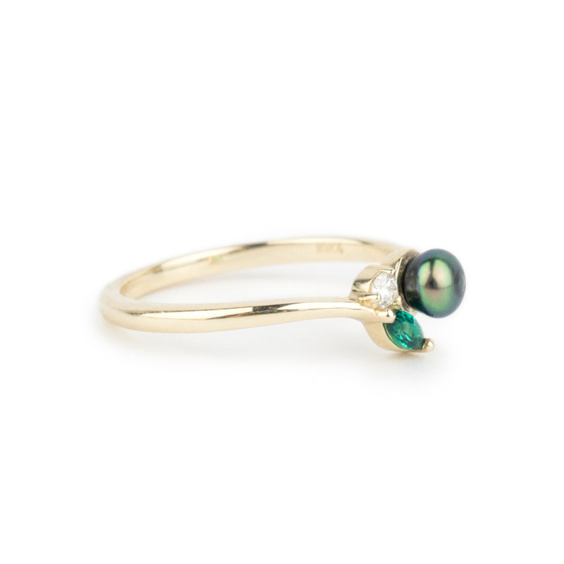 Tahitian Keshi Pearl & Gemstone Natura Ring