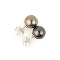 Dark Cherry & Spring Blossom 10mm Tahitian Pearl Statement Stud Earrings