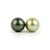 Forest & Citrus Greens 10mm Tahitian Pearl Statement Stud Earrings