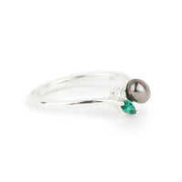 Tahitian Keshi Pearl & Gemstone Natura Ring on Sterling Silver