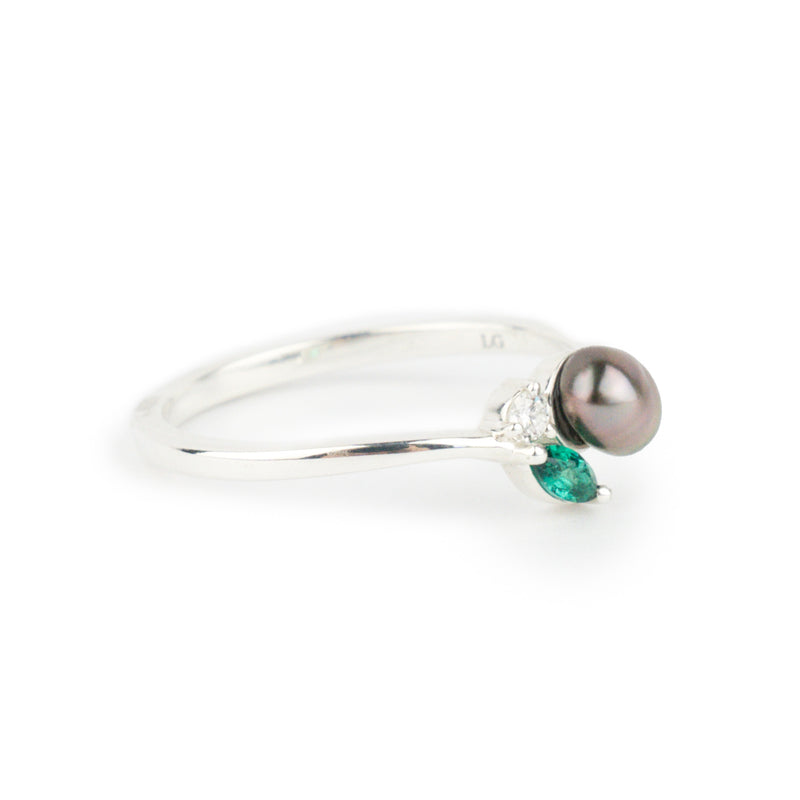 Tahitian Keshi Pearl & Gemstone Natura Ring on Sterling Silver