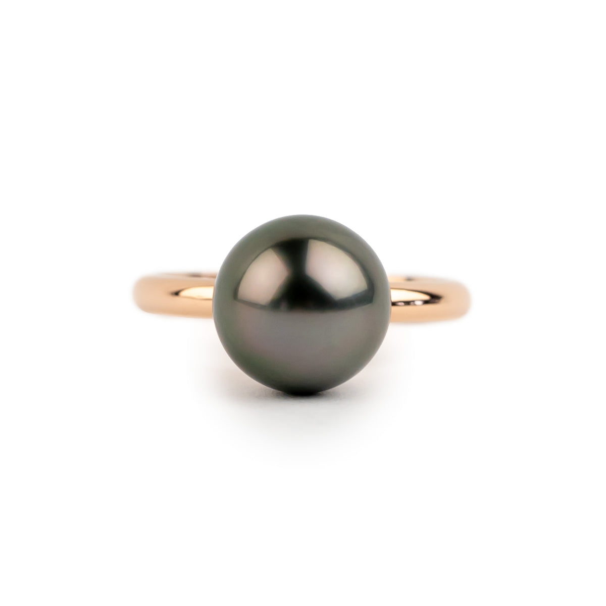 Glorious Green 10.3mm Tahitian Pearl Ring on 14k Rose Gold