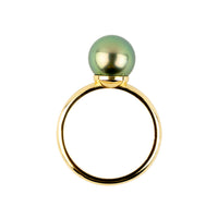 Spring Green 9.2mm Tahitian Pearl Ring on 14K Yellow Gold