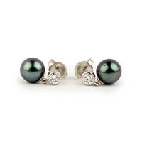 Tahitian Pearl & Diamond Nova Earrings on 14K White Gold