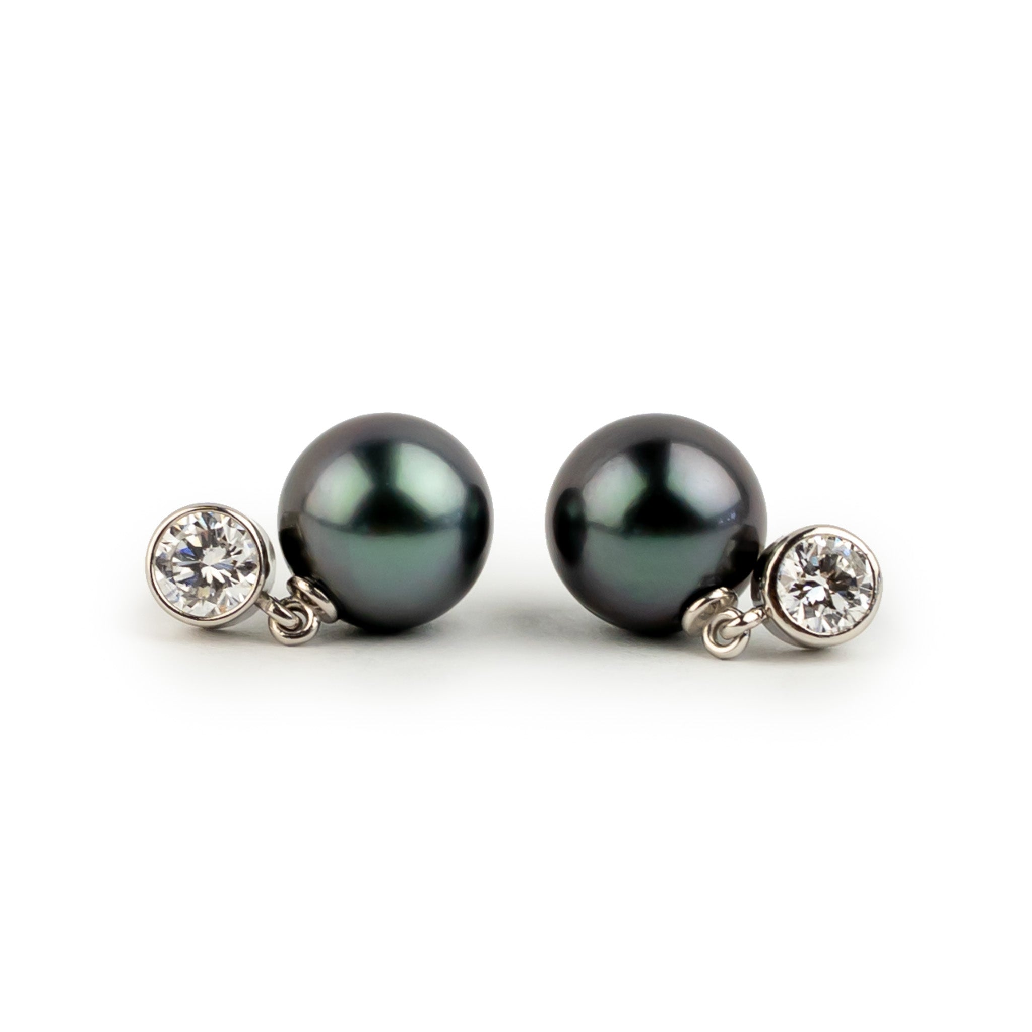 Tahitian Pearl & Diamond Nova Earrings on 14K White Gold