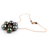 Flashy Purple Green Tahitian Pearl Tin-Cup Necklace on 14k Rose Gold