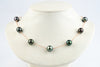Flashy Purple Green Tahitian Pearl Tin-Cup Necklace on 14k Rose Gold