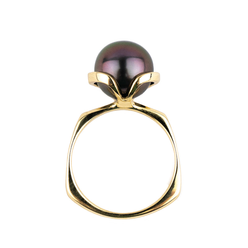 Aubergine Glow Tahitian Pearl Petal Ring