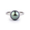 Lavender Blue 10.1mm Tahitian Pearl Ring on 14k White Gold