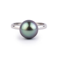 Lavender Blue 10.1mm Tahitian Pearl Ring on 14k White Gold