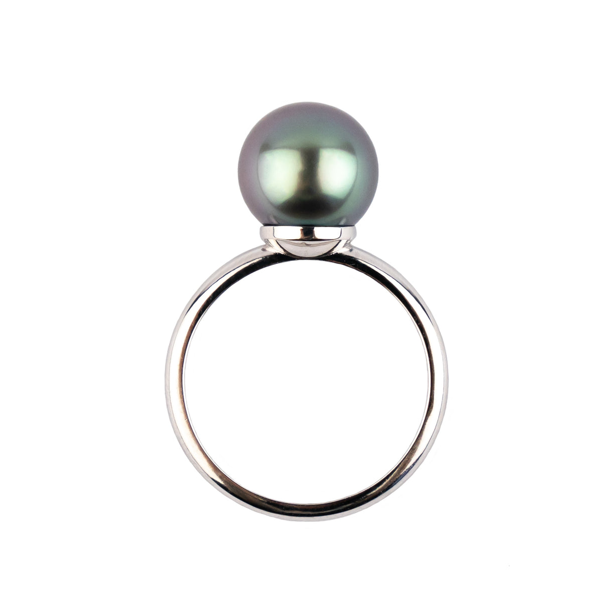 Lavender Blue 10.1mm Tahitian Pearl Ring on 14k White Gold
