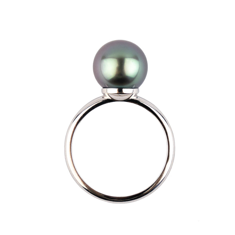 Lavender Blue 10.1mm Tahitian Pearl Ring on 14k White Gold