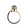 Peacock Green 7.8mm Tahitian Pearl Swirl Ring on 14k Rose Gold