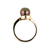 Coppery Aubergine Green 8.2mm Tahitian Pearl Swirl Ring on 14k Yellow Gold